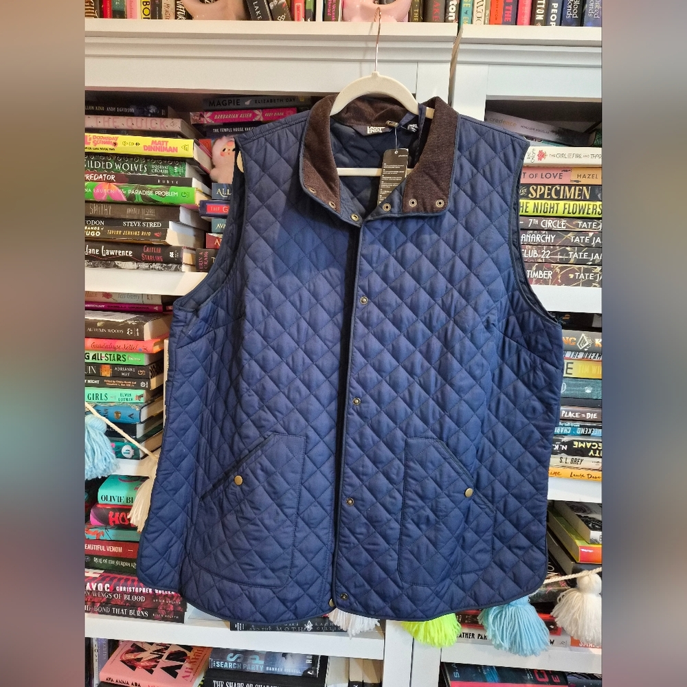 Lands End NWT Womens Plus Size Blue Quilted Vest